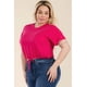 thumbnail image 3 of Saronite Top Corto Básico de Manga Corta con Lazo Delantero, Fucsia (Talla Grande para Mujer), 3 of 5