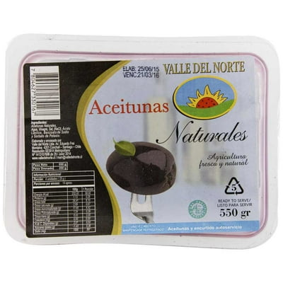 Aceitunas Naturales Pote 550 G Valle Del Norte