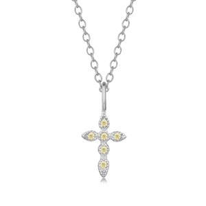 Collar Heshpaws S925 Sterling Silver Cross Amarillo