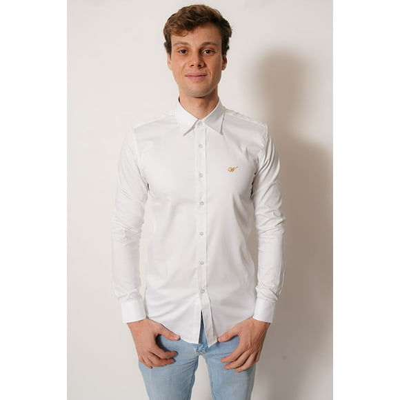 Camisa cuello clasico blanco manga larga fit White Clothing