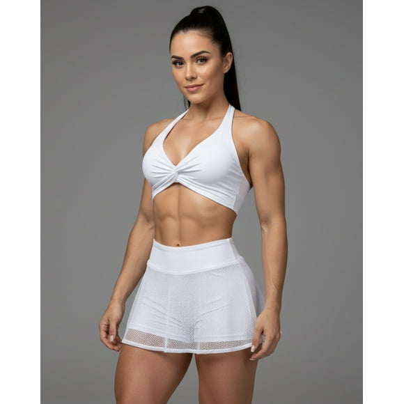 Conjunto Deportivo Mujer Peto y Falda Short con Malla