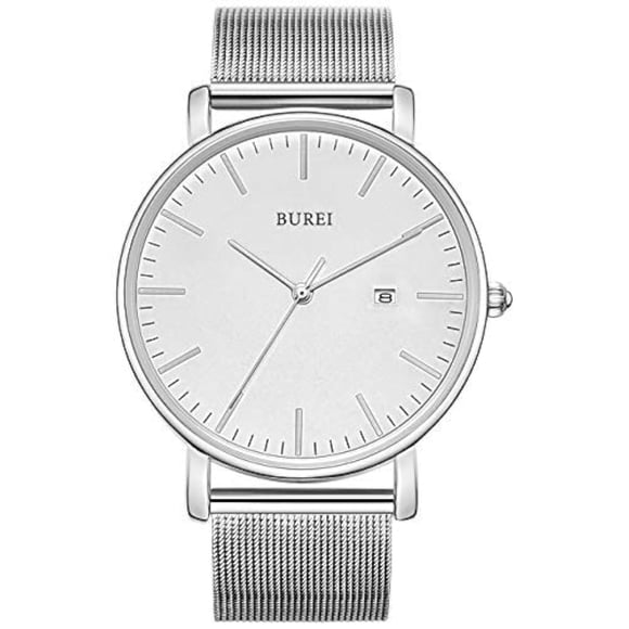 Reloj BUREI ultrafino analógico de cuarzo de acero inoxidable para hombre