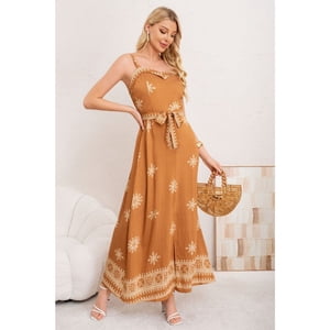 Likeshop - Maxi Vestido Largo Verano Mujer Holgado Pabilos Estampado 3359