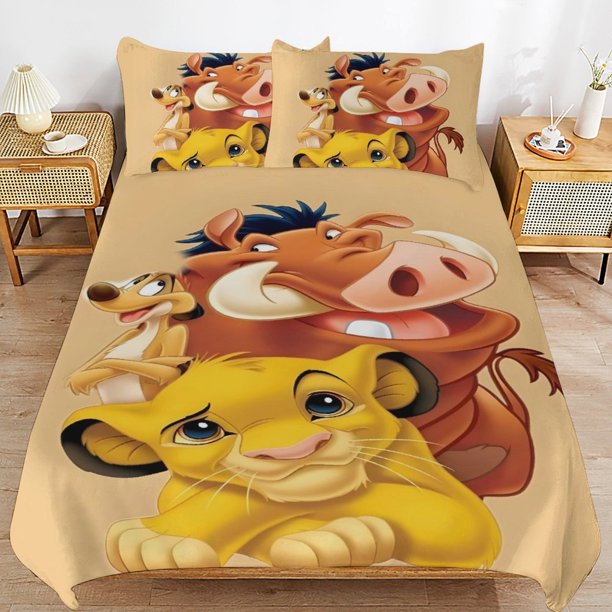 The Lion King Cartoon Bedding Sets Ultra Soft Skin-Friendly Duvet Cover 3 Piece, Cute Comforter Cover Bed Set for Boys Girls Kids