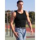 thumbnail image 4 of INSPIRE CHIC Camiseta sin mangas ajustada para hombre, para gimnasio, con rayas, talla M, color negro, 4 of 5