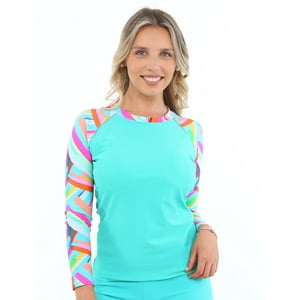 Samia - Polera Mujer Protección Uv Estampado Verde M