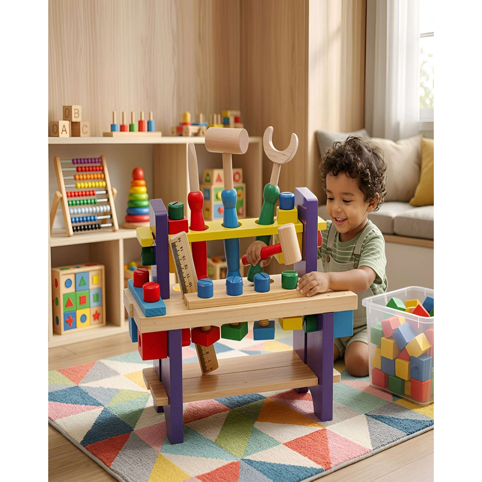 Myl Todo Hogar - Banco De Herramientas Madera Juguete Didáctico Taller Infantil