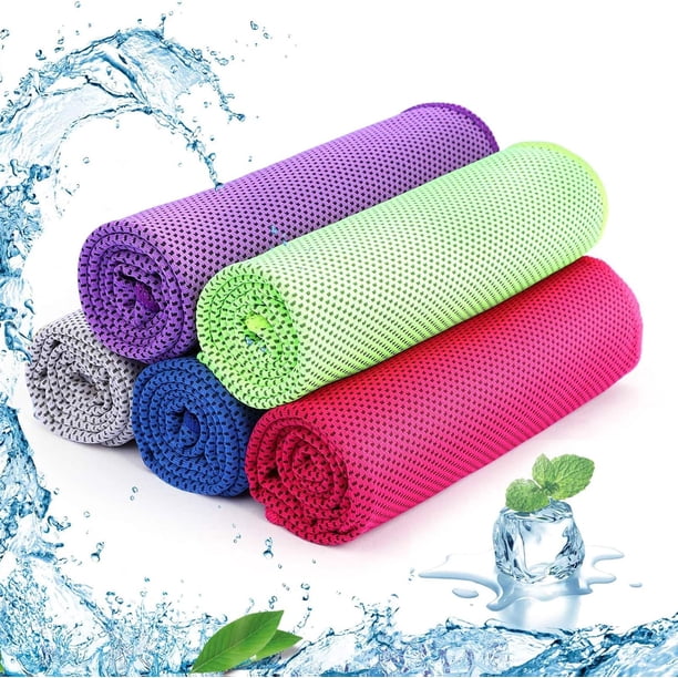 Toallas refrescantes de microfibra (paquete de 4) para aliviar el dolor de cuello, ideal para deportes, gimnasio, fitness, camping, ciclismo, senderismo, entrenamiento, golf, viajes (30 x 90 cm)