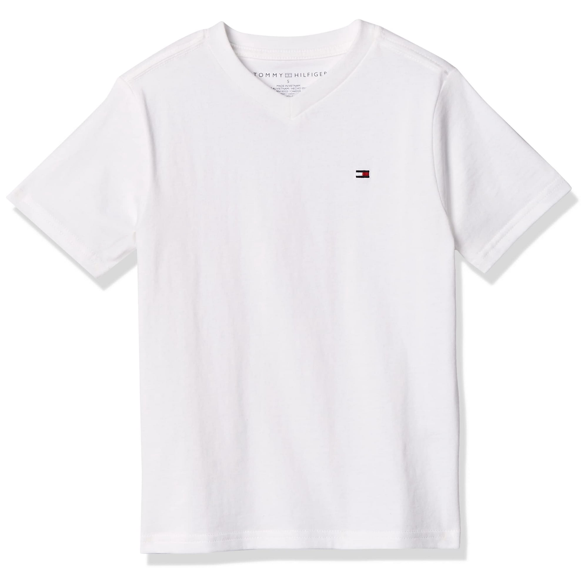 Camiseta Tommy Hilfiger Para Niños, Manga Corta, Cuello En V, Bandera De 5 Años