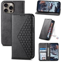 Funda Flip Foxdock Para Iphone 16 Pro Max , Estilo Billetera Con Diseño Rombo, Correa De Mano Y Soporte, Uso Diario