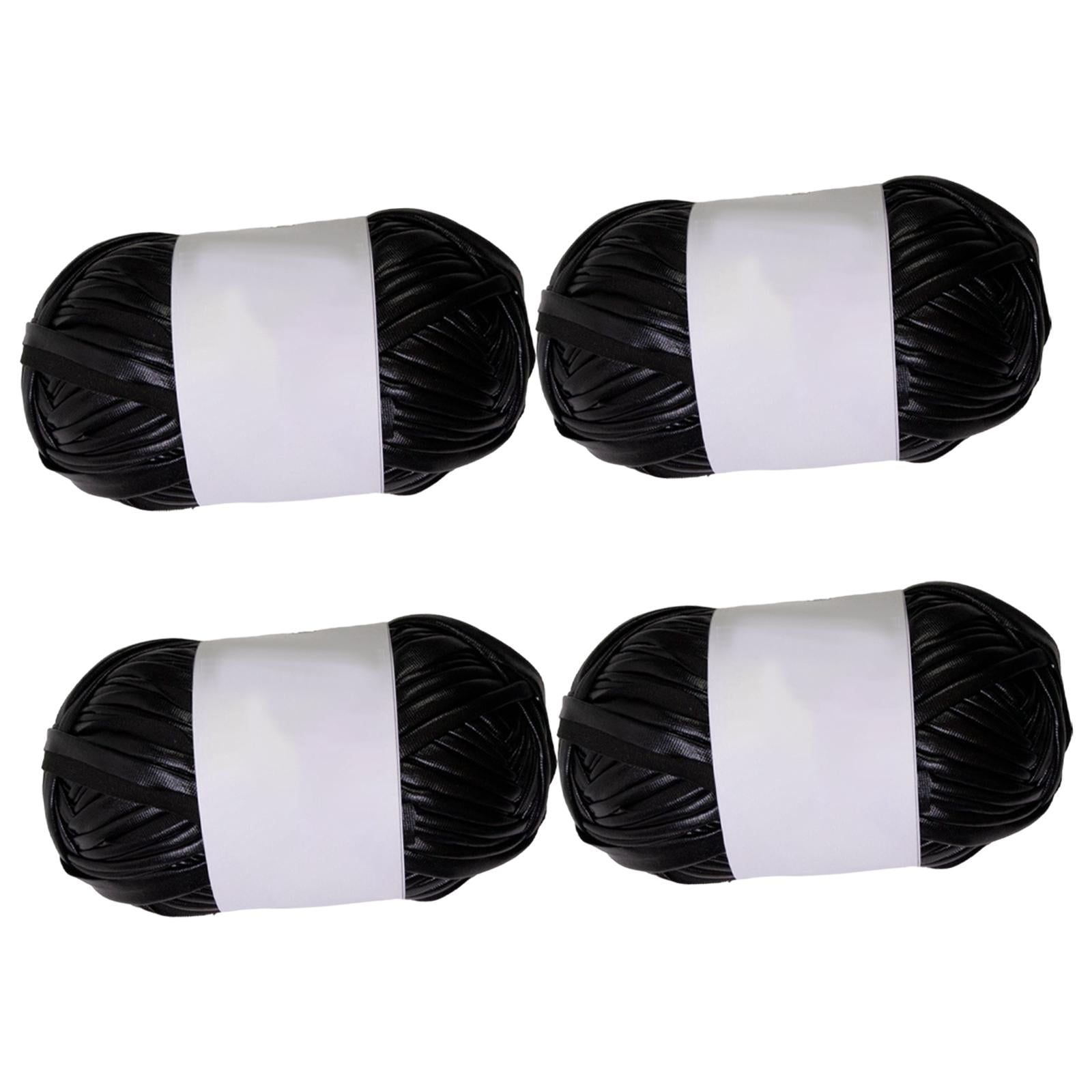 Bothyi - 4 Piezas De Hilo De Camiseta Metálico, Hilo De Tela Para Proyectos De Manualidades De Cestas De Bolsos De Bricolaje, Color Negro