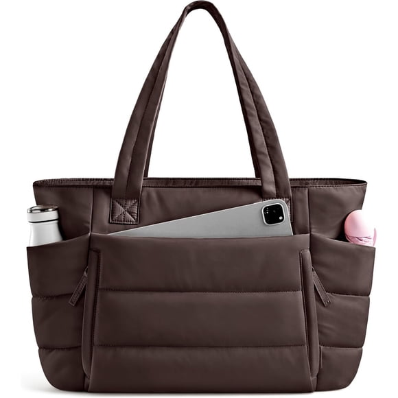 Bolso tote Uselike 20 L para laptop de 15,6 pulgadas, color marrón oscuro