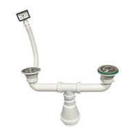 Aquakit - Sifon Para Lavaplatos Doble 1 1/2 Con Rebalse