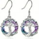 thumbnail image 1 of Exquisite Silvery Tree Design With Hollow Circle Shape Artificial Crystal Decor Dangle Earrings Elegant Minimalist Style Alloy Jewelry Daily Casual, 1 of 3