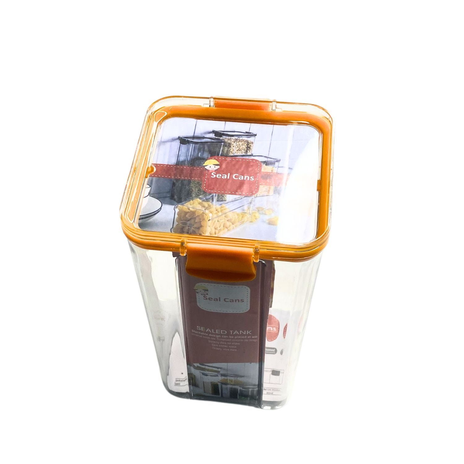 Disparo - Recipiente De Almacenamiento Hermético Plástico Tapa Naranja