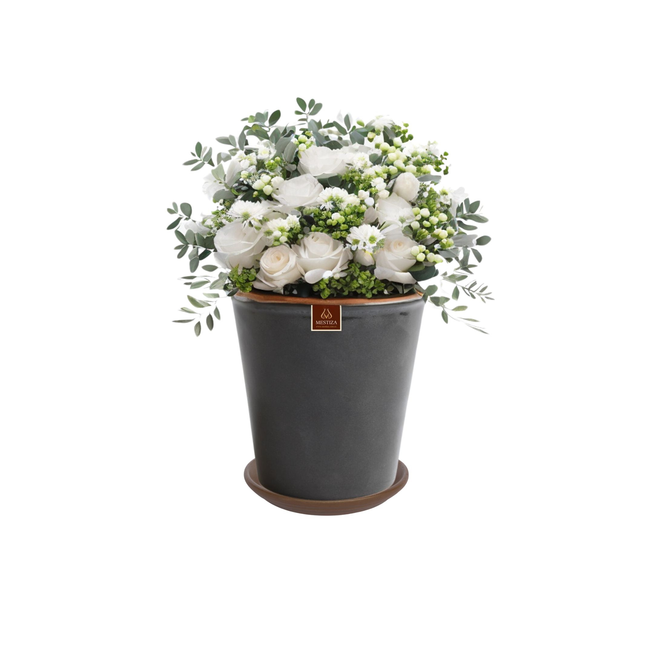 Pottery - Set Maceta Zaia 20 Cm Grafito Con Plato