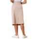thumbnail image 3 of INSPIRE CHIC Falda de Mezclilla de Cintura Alta para Mujer Falda de Jean a la Rodilla con Dobladillo Deshilachado y Bolsillos Albaricoque XS, 3 of 6