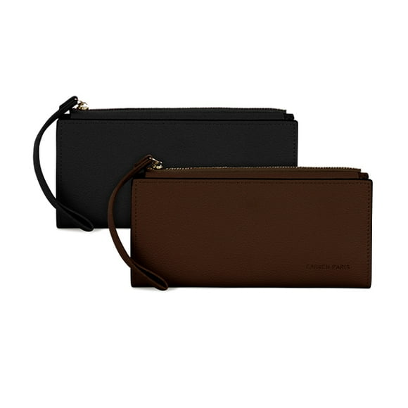 Pack 2 Billeteras De Mujer Delia Negro Y Café