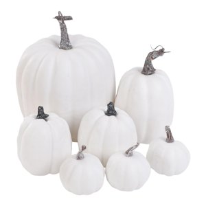 Bothyi - 7X Calabazas Artificiales Espuma Artesanía Otoño Halloween Diy Chimenea Fiesta Blanco