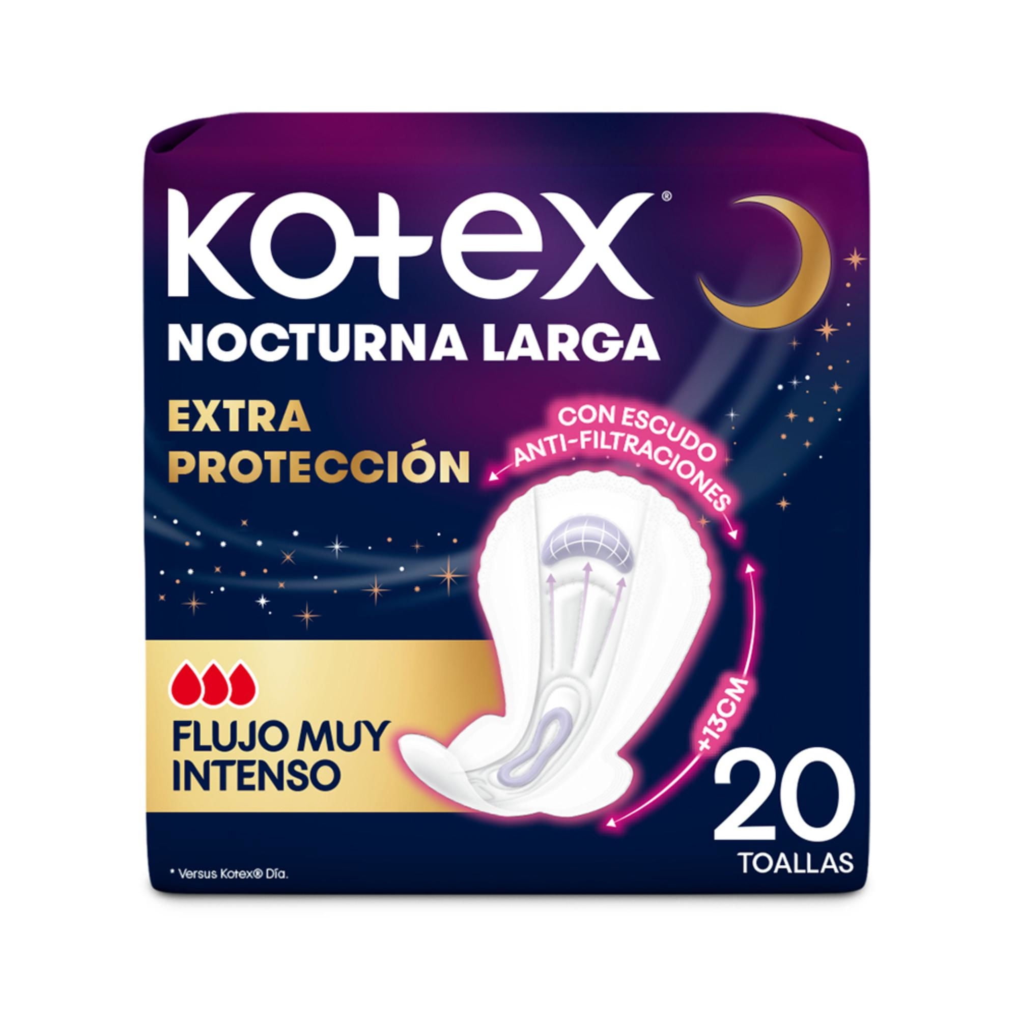 Toallas Higiénicas Nocturnas Largas Extra Protección 20 Un Kotex