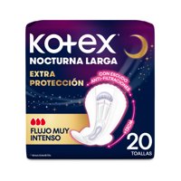Toallas Higiénicas Nocturnas Largas Extra Protección 20 Un Kotex