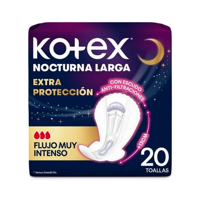 Toallas Higiénicas Nocturnas Largas Extra Protección 20 Un Kotex