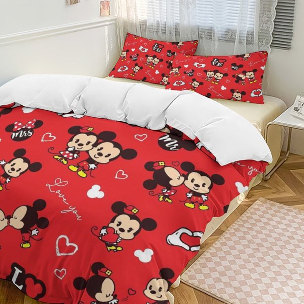 Minnie MouseCartoon Collection 3-Piece Comforter Set, Personalized Bedding Decor for Kids And Teens Bed Sheets