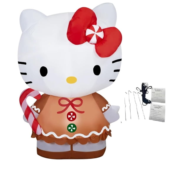 Vestido inflable de Hello Kitty con pan de jengibre Sanrio de 1,4 m de altura