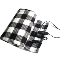 Xusx111 - Manta De Coche Calentada - Manta Eléctrica Para Coche, Camión, Suv O Rv - Lanzamiento Portátil Calentado - Camping Essentials (Blanco Negro Plaid)