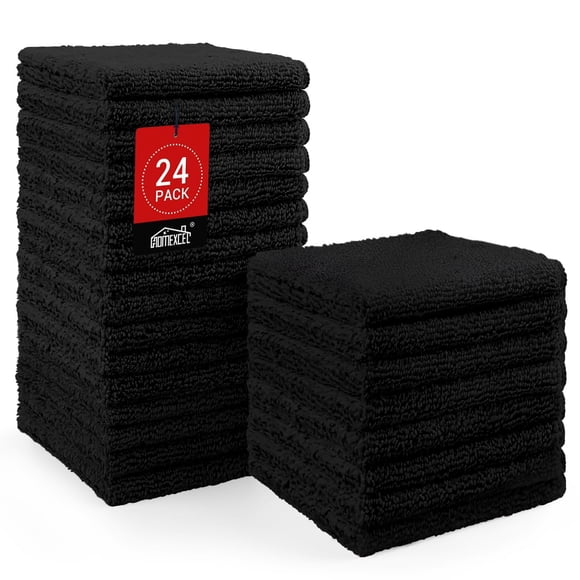 Toallitas HOMEXCEL de microfibra negras, 24 unidades, 30 x 30 cm