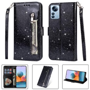 Funda Para Foxdock Elegante Funda Xiaomi 12 Glitter Con Cremallera-Ideal Para El Uso Diario