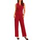 thumbnail image 2 of INSPIRE CHIC Mono Corto con Cuello Chal sin Mangas para Mujer, Atuendo de Maestra para Regreso a Clases, Oficina con Cinturón, Talla XS, Rojo, 2 of 6