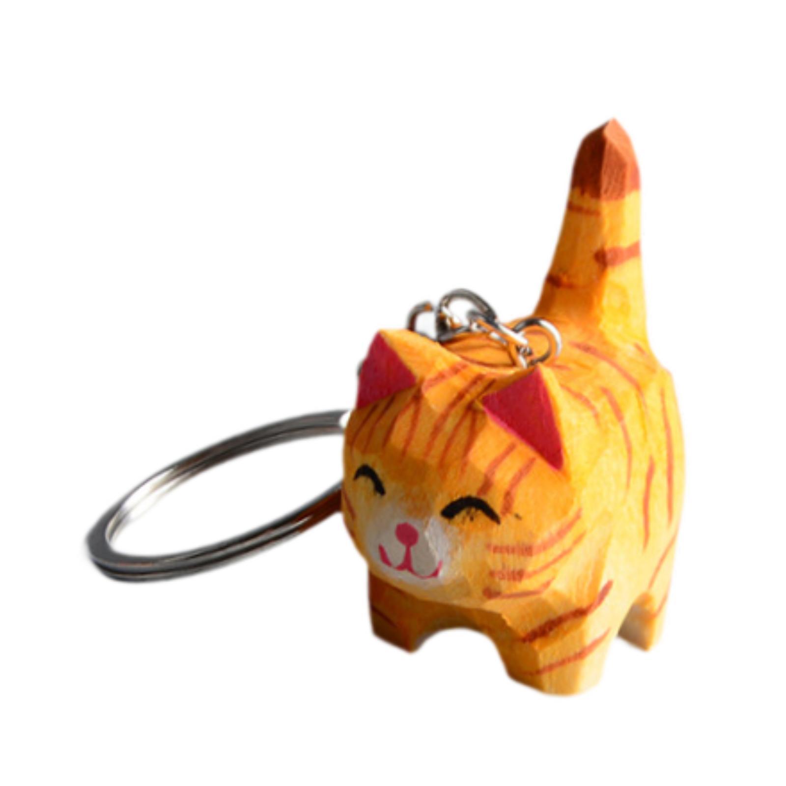 Magideal - Escultura De Animal, Estatua De Gato, Regalo De Cumpleaños Para La Colección De Decoración Del Hogar, Figura De Madera, Adorno Para Estantería, Chimen Con Agujero Colgante