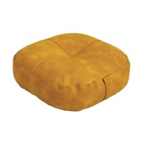 Magideal - Almohada Redonda Para El Suelo, Cojín De Meditación De Cuero Pu, Cojín De Meditación, Otomanos, Reposapiés Para Dormitorio, Niños, Sala De Estar, Yoga Amarillo
