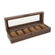 thumbnail image 5 of Caja De Reloj De Madera De Lujo Para Hombre, Caja Organizadora De Anillos De Joyería, Tapa De Cristal, 6 Rejillas, 5 of 5