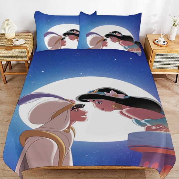 Aladdin Cartoon Bedding Sets Ultra Soft Skin-Friendly Duvet Cover 3 Piece, Cute Comforter Cover Bed Set for Boys Girls Kids