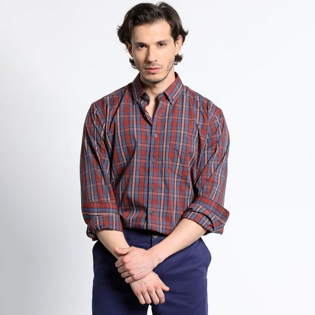 Camisa Manga Larga Trevira Cuadros Regular Fit rojo S
