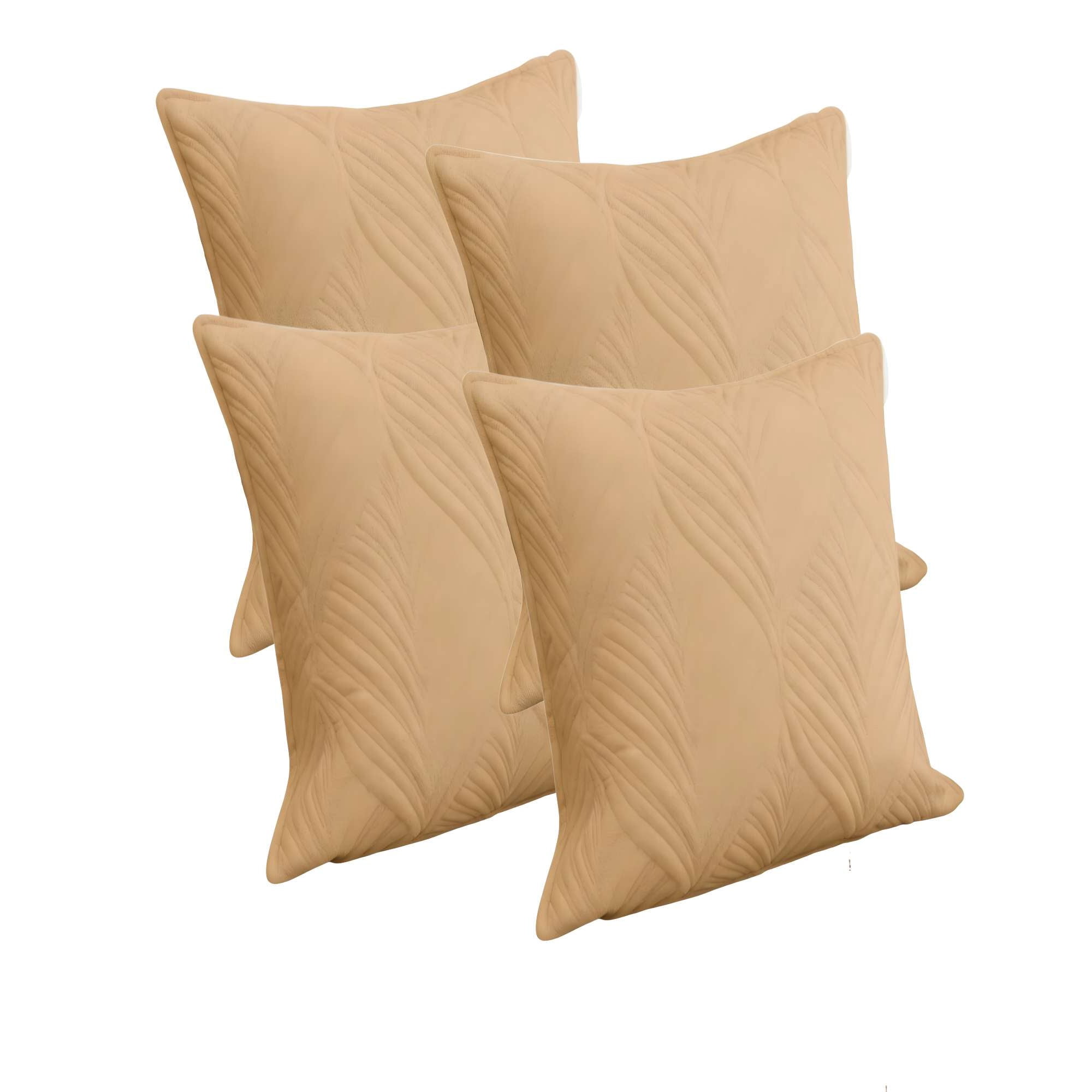 Genérico - Set De 4 Fundas De Cojin Serie Hojas 45x45 Cm Café