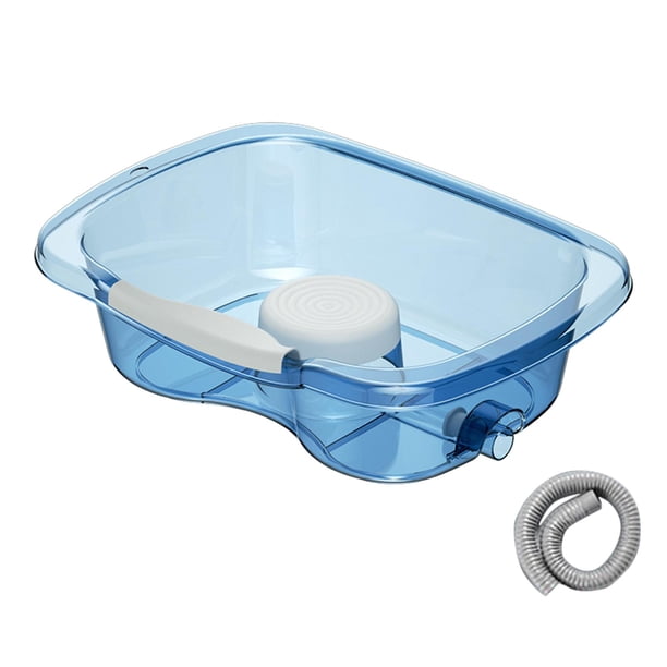 Lavabo para lavar el cabello, bañera con manguera de drenaje, ayuda para el baño, cuencos para champú portátiles, lavabo para niños y personas mayores azul