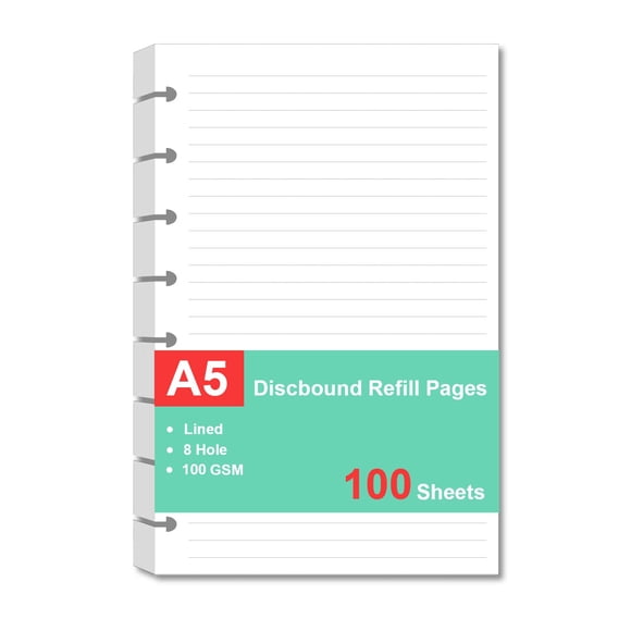 Recargas de papel Cheericome A5 100 hojas rayadas 100 g/m²