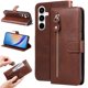 thumbnail image 1 of Funda tipo cartera para Samsung Galaxy A35 con bolsillo con cremallera y ranuras para tarjetas – Función de soporte Marrón, 1 of 6