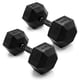 thumbnail image 1 of Mancuernas hexagonales CAP de 40 lb recubiertas de goma, par, mango negro, 1 of 6