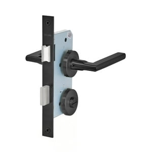 Stark Design - Cerradura De Embutir Función Baño, Seguro Interior / Ranura Emergencia Exterior. Manillas Modelo: Maite. (Negro Mate). Sku: Sde230-Bl.Kit.Maite