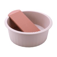 Magideal - Lavabo Con Tabla De Lavar Extraíble Recipiente Para Lavar Ropa A Mano Bandeja Portátil Antideslizante Liviana Y Resistente Adecuado Para Lavado De Pre Rosa