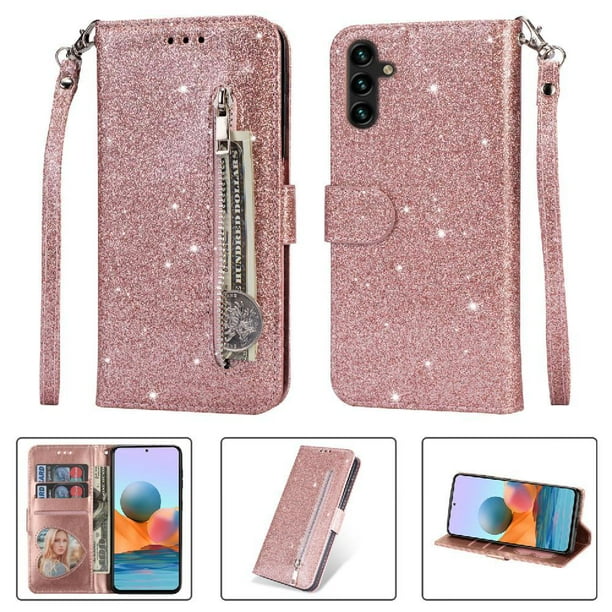 Funda para FOXDOCK Elegante funda Samsung Galaxy A13 5G/4G Glitter con cremallera-Ideal para el uso diario
