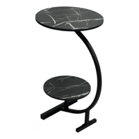 Genérico - Mesa De Centro Doble Auxiliar En Forma Media Luna 60X40X30 En Negro