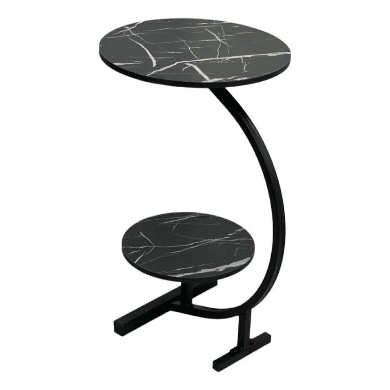 Genérico - Mesa De Centro Doble Auxiliar En Forma Media Luna 60x40x30 En Negro