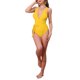 thumbnail image 2 of INSPIRE CHIC Monokini de Mujer con Escote en V Profundo, Cruzado con Cordones, Control de Abdomen, Corte Alto, Traje de Baño de Una Pieza, Talla X-Small, Amarillo, 2 of 5