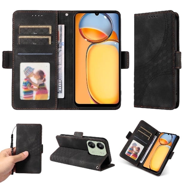 Carcasa FOXDOCK Xiaomi Redmi 13C 5G de cuero PU, diseño acolchado clásico, protección contra caídas y rayones