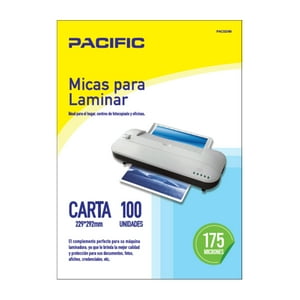 Pacific - 100 Laminas Micas Termolaminadora Carta 175 Micrones - Ps